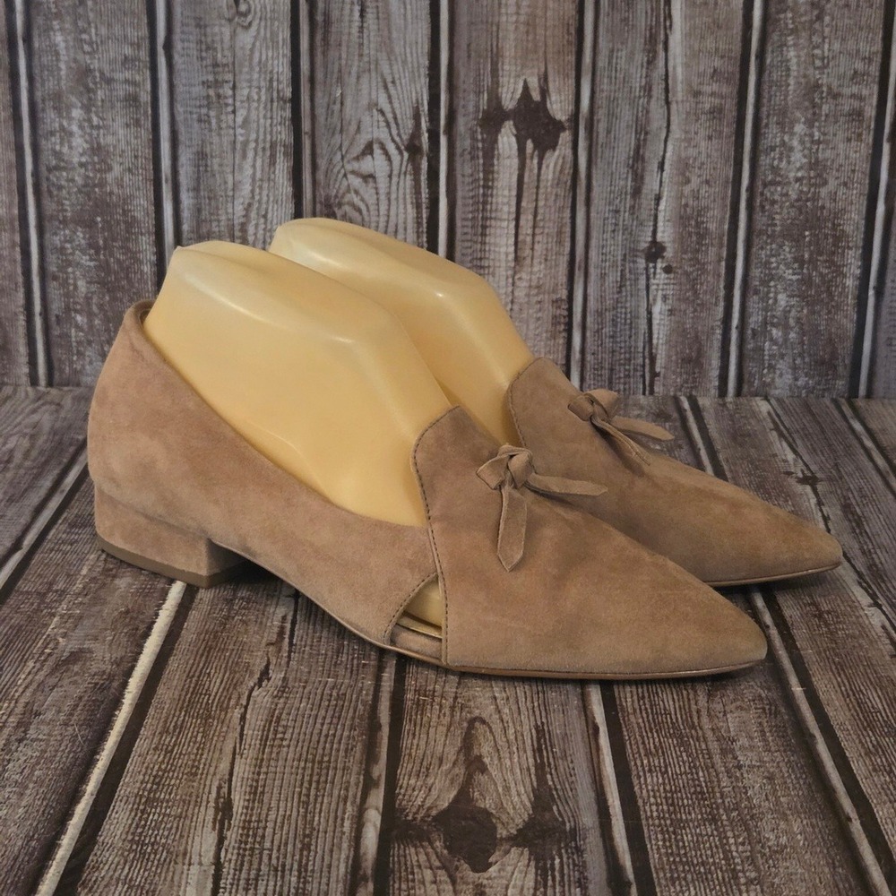 Sz 7 B Womens Cole Haan Viola Skimmer Whiskey Suede Pointed Toe Bow Shoes VGUC - Picture 3 of 12